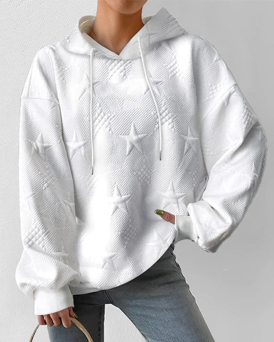 Anna - Weißes einfarbiges Sweatshirt mit langen Ärmeln